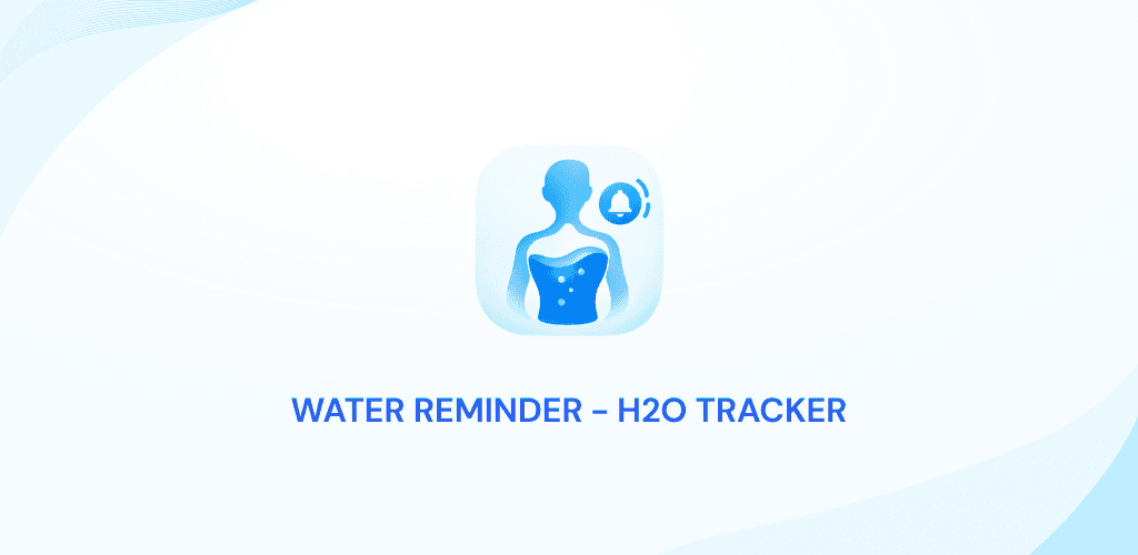 H2O Water Reminder and Tracker cover with the app icon on a pale blue background.